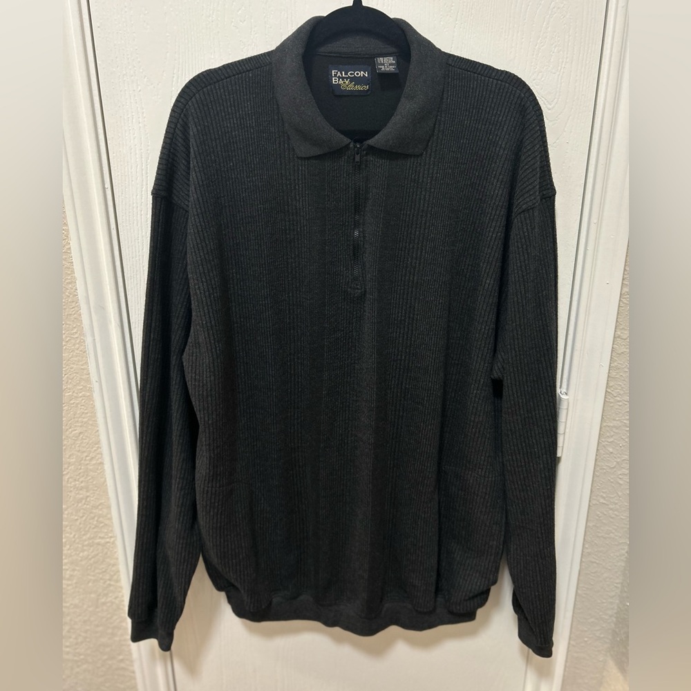 Falcon Bay Classics Mena Vintage Long Sleeve Grey Quater Zip Sweater Size XLT